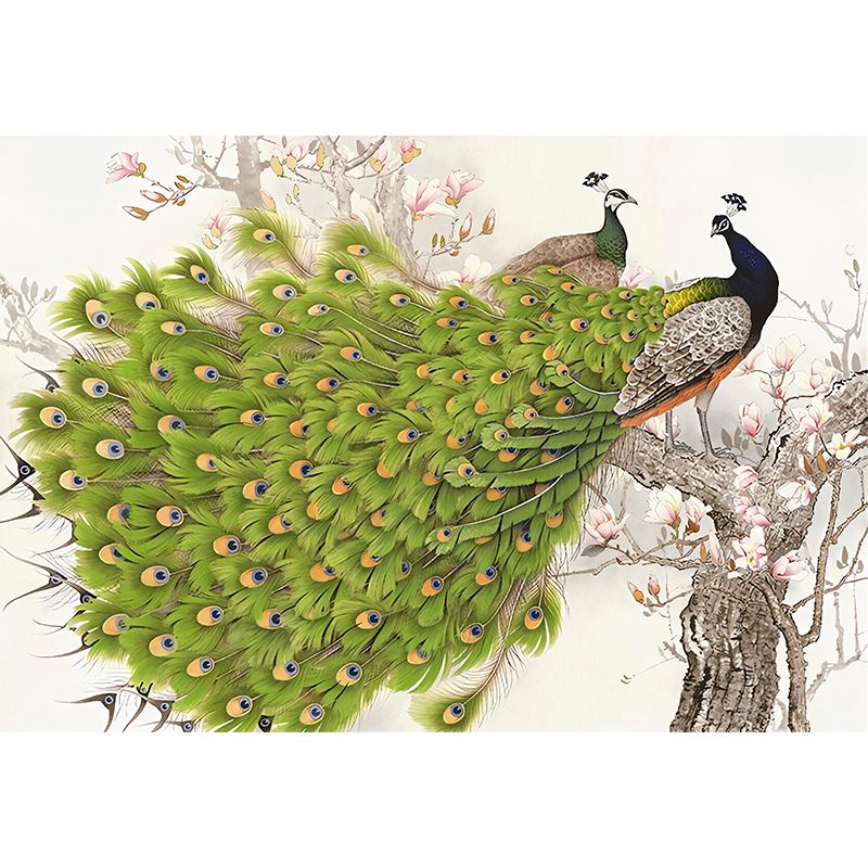 Stain-Resistant Peacock Wall Art Personalized Size Wall Mural for Home Decoration