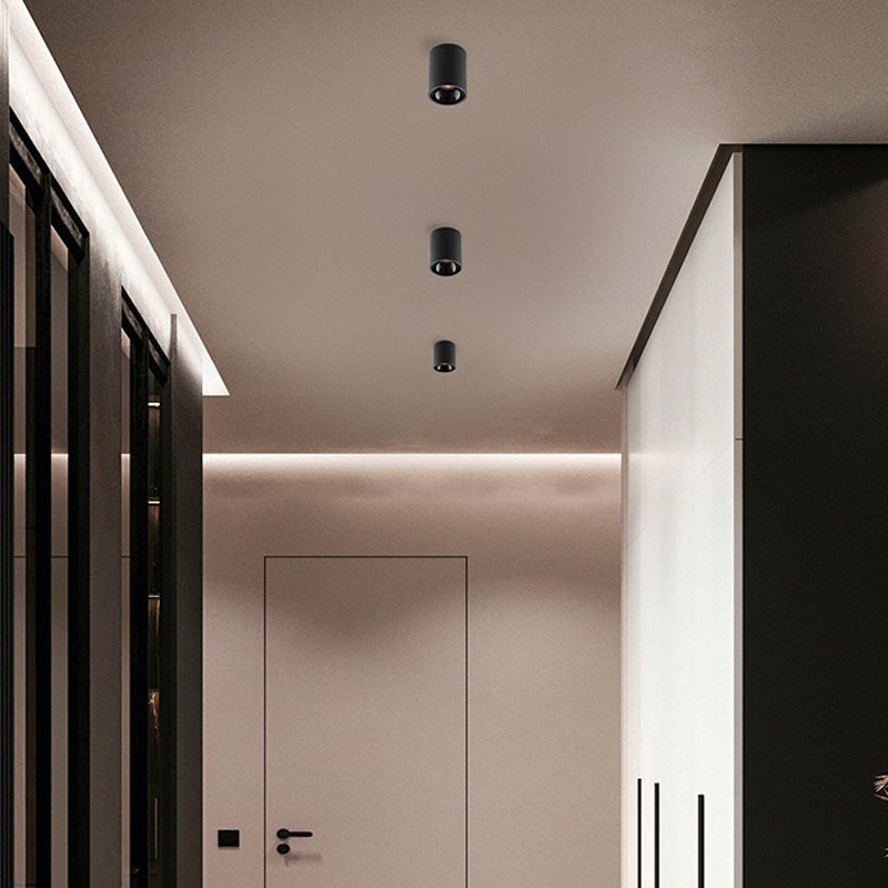 Plafonnier LED en aluminium de forme cylindrique, simplicité moderne, montage encastré pour couloir