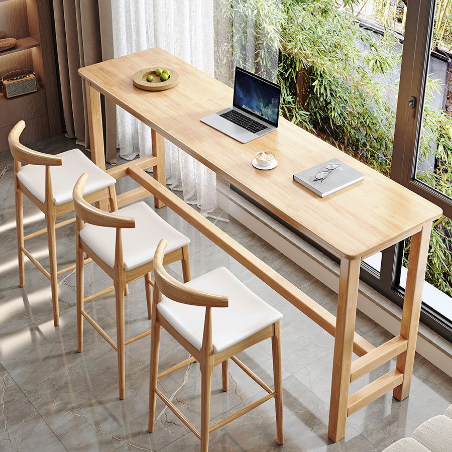Contemporary Bar Dining Table Rectangle Indoor Wood Counter Table