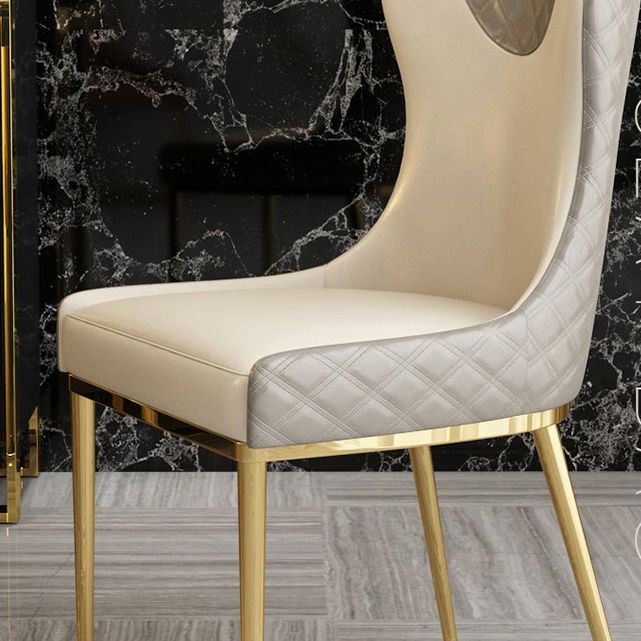 Glam Indoor Dining Chair Wingback Dining Room Chair with Metal Legs