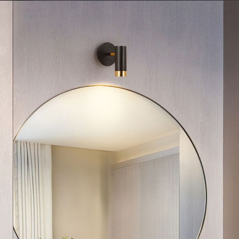 1-Light Modern Metal Wall Light Cylinder 5" High Reading Wall Sconce with Switch