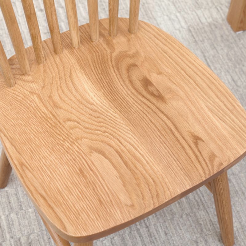 Contemporary Kitchen Armless Chair Oak Solid Wood Slat Back Dining Chair