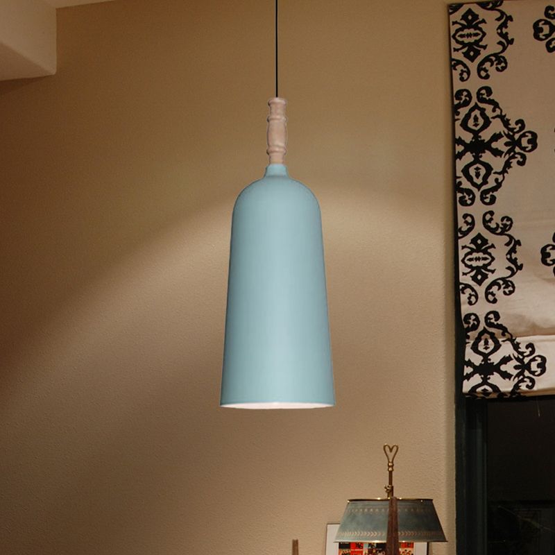 1 Luz de colgante en forma de campana de luz lámpara de colgante de metal elegante para la librería de café