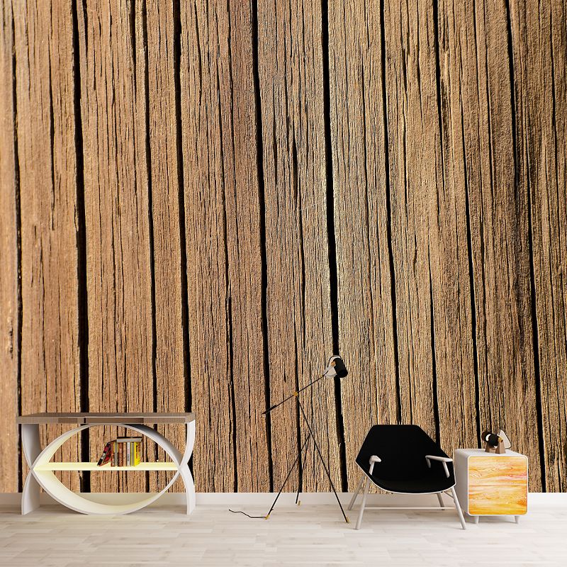 Dark Coor Wood Look Mural Industrial Wallpaper Whole Wall Decor for Dining Room