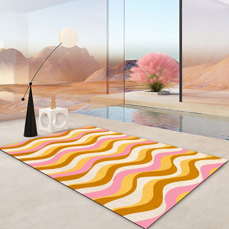 Artistic Color Stripe Print Rug Polyester Indoor Rug Non-slip Carpet for Living Room and Bedroom