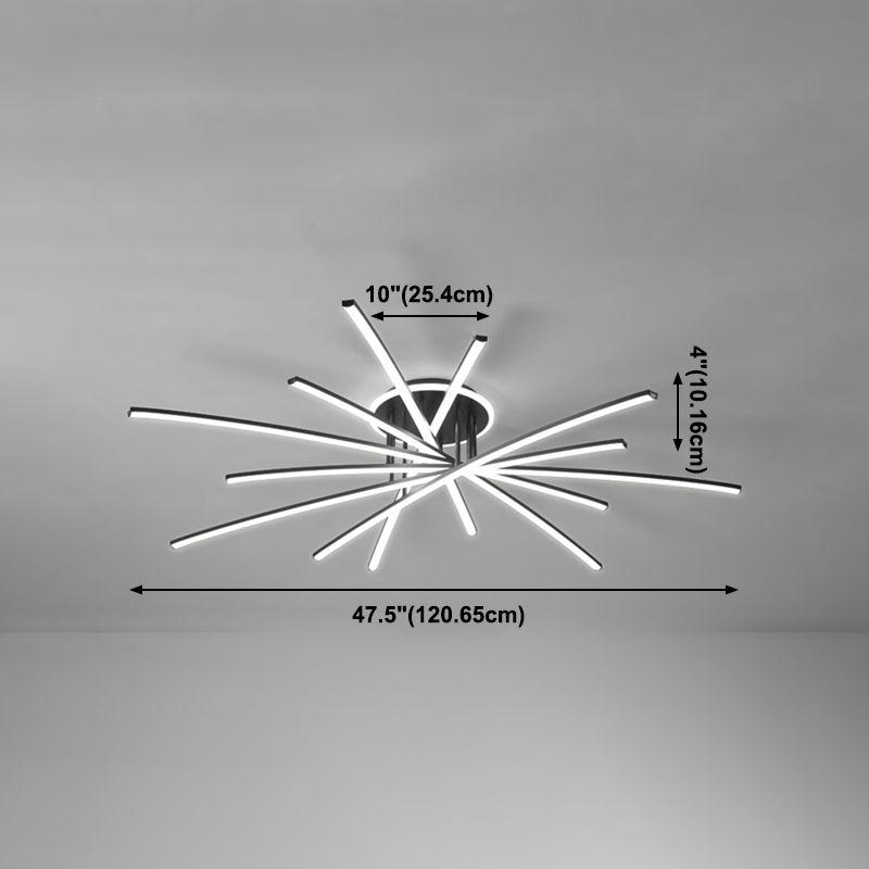 Lampada da soffitto a semi-incasso Line Lampada da soffitto moderna in metallo per soggiorno a LED