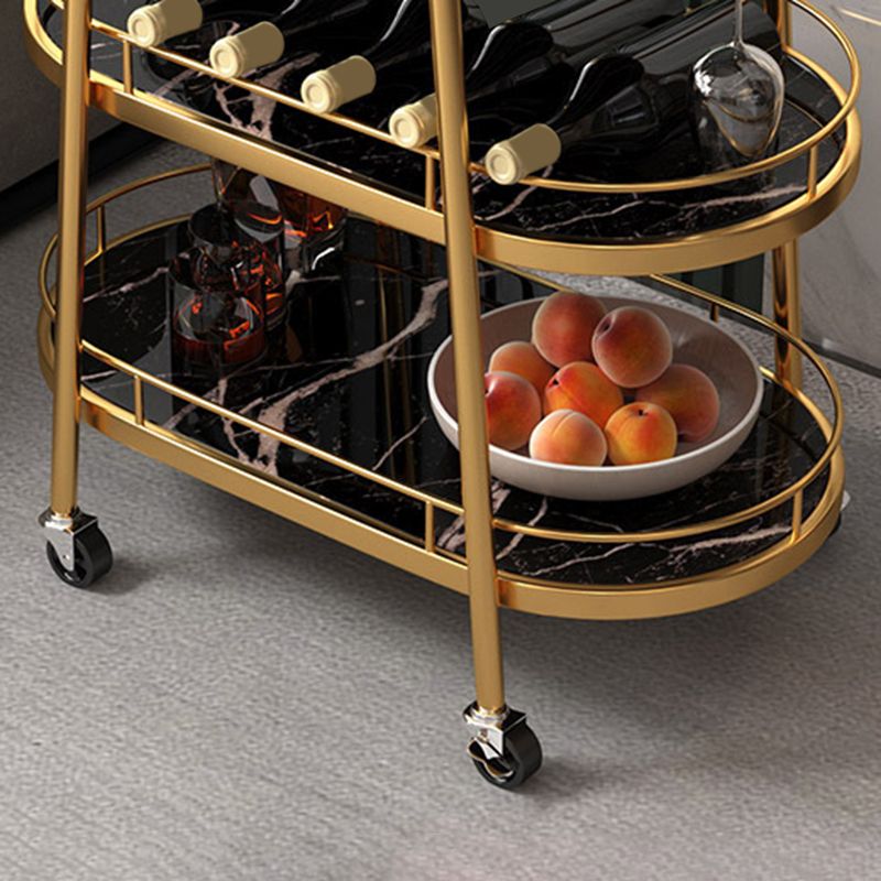 24.41"W Rolling Contemporary Prep Table Metal Prep Table with Towel Rack