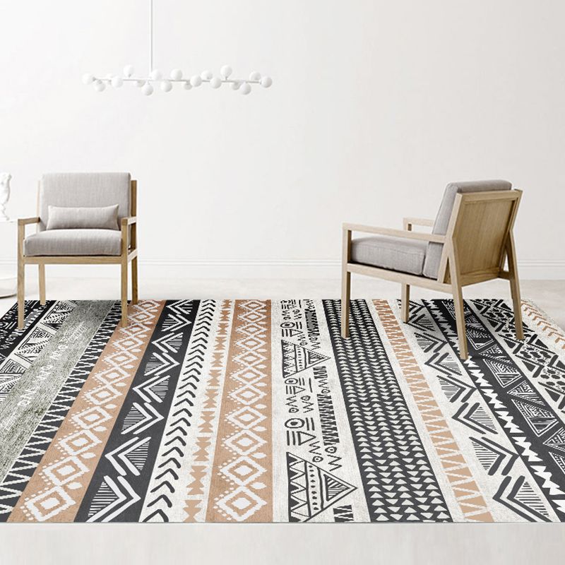 Exotic Multi-Color Boho Rug Polyester Seamless Geometric Pattern Rug Anti-Slip Pet Friendly Machine Washable Carpet for Room
