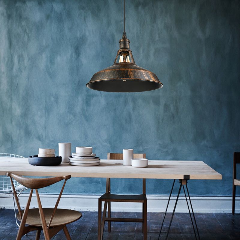 Iluminación colgante de granero envejecida de estilo antiguo 1 Luz de techo de comedor ligero, 10.5 "/12"/15 "de diámetro