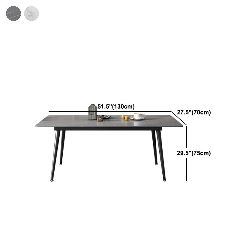 Industrial Rectangle Dining Site Table Black Tripod Base Dining Table with Stone Top