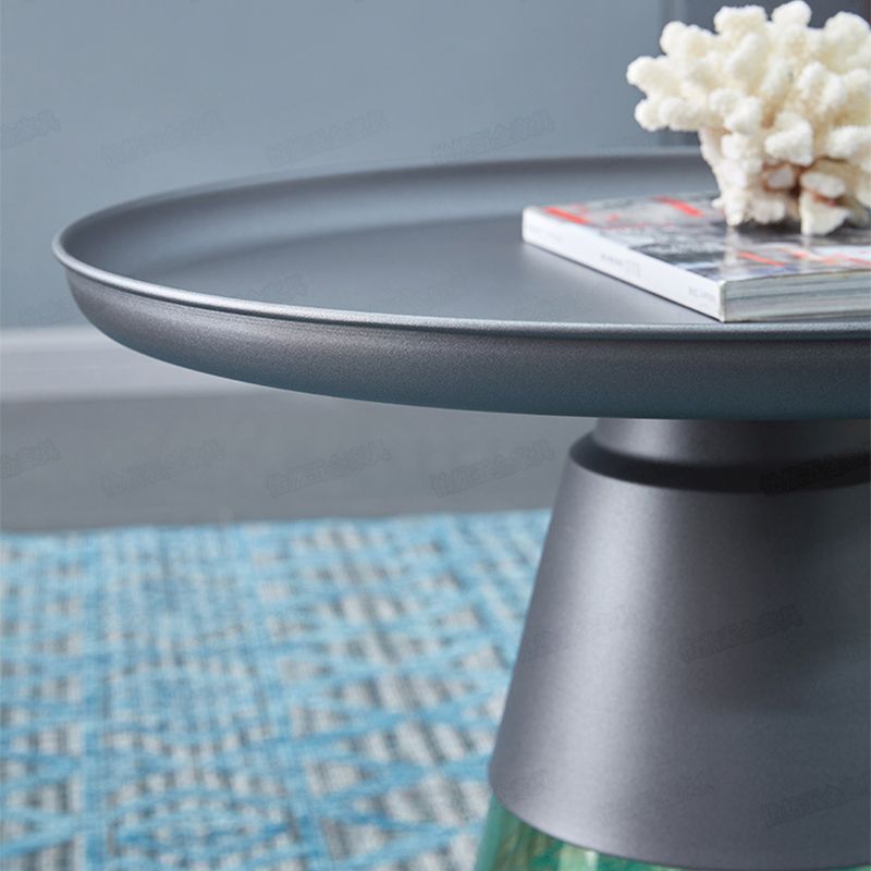 Pedestal Base Design Black/gold Countertop Metal Frame Glass Base Round Side Table