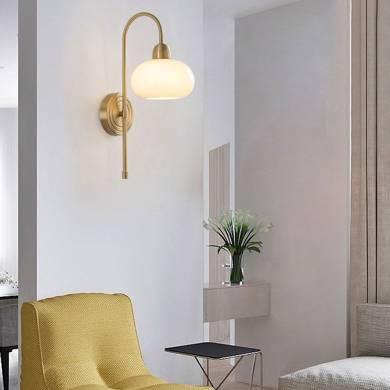 Modern Style Wall Lamp 1-Light Wall Mount Lamp with Glass Shade for Bedroom