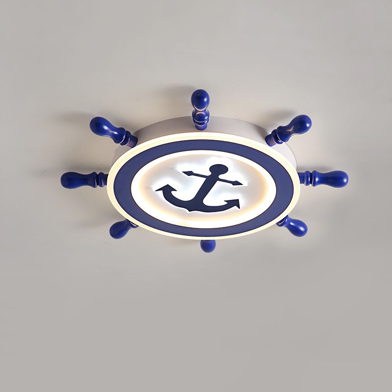 Bleu Rudder LED Ceiling Fixture in Kids Creative Style Wrought Iron Flush Mount with Acrylic Shade