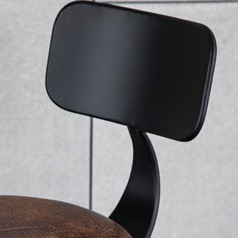 Industrial Metal Barstool Low Back Wood Counter Stool in Matte Finish