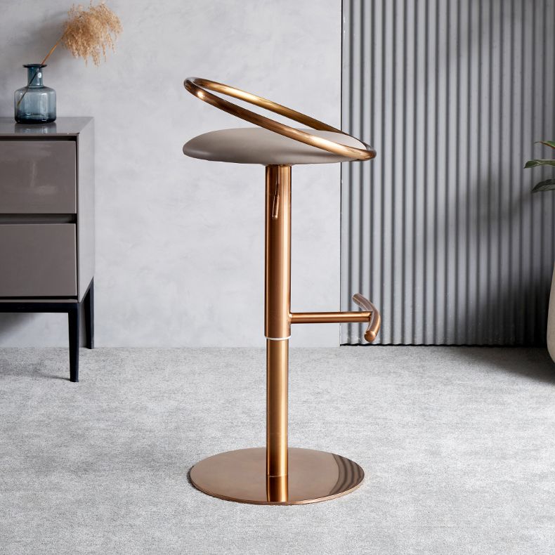 Glam Leather Bar Stool Metal Base Counter Stool for Living Room