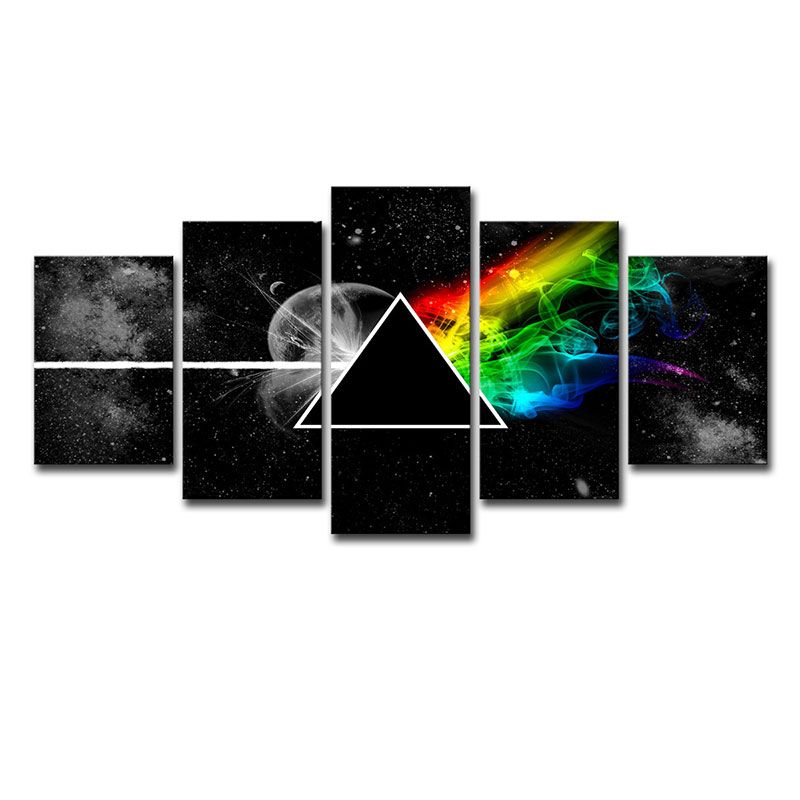 Black Outer Space Painting Multi-Piece Image Children's Art Kids Bedroom Wall Decor