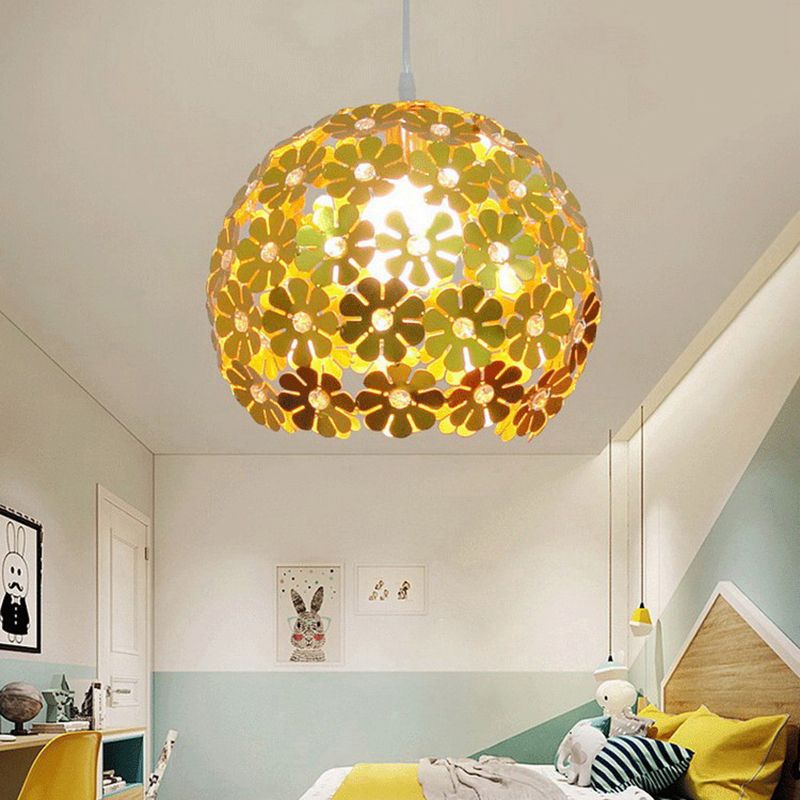 Lámpara colgante de globo dorado iluminación colgante de aluminio posmoderna para restaurante