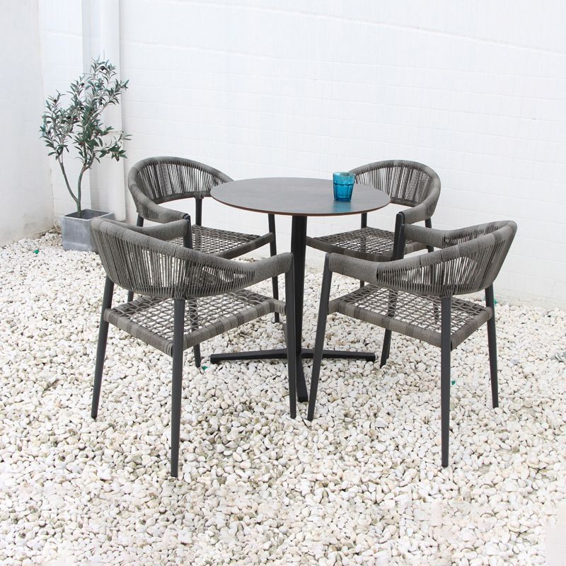 Modern Style 1/3/5 Pieces Metal Dining Set Round Dining Table Set for Outdoor