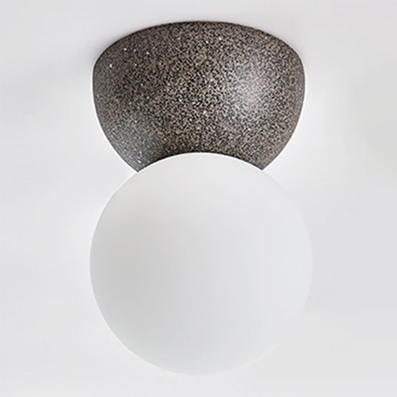 Modern Nordic Macaron Flush Mount Marble Globe Ceiling Light with Frosted Glass Shade