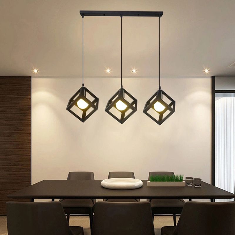 Cube Pendant Light Fixture Industrial Pendant Light Metal 1 Light Hanging Lights