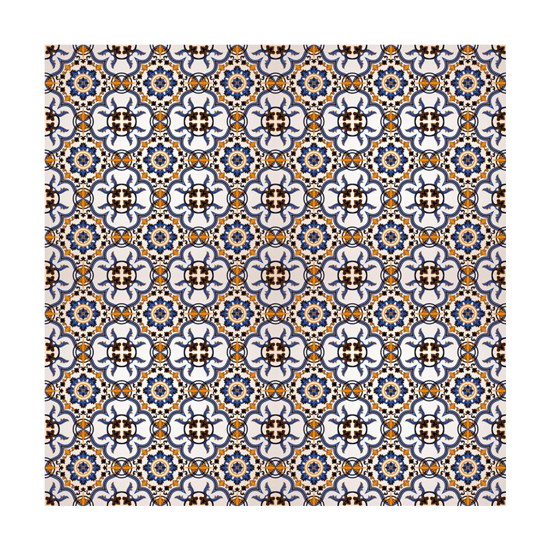 Orange Moroccan Tile Wallpaper Panel Set Mandala Boho Peel and Stick Wall Art for Kitchen