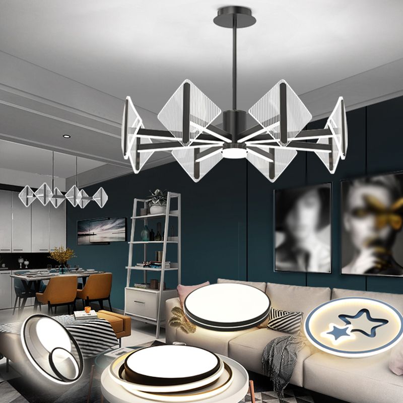 Acrylic Black Hanging Pendant Lights Contemporary Hanging Lamps for Living Room