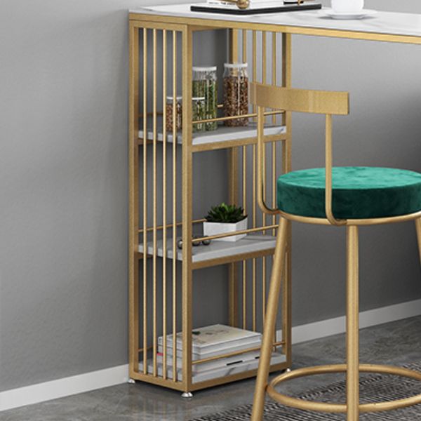 Modern Metal and Stone Bar Table Free Form Bar Table with Storage Base