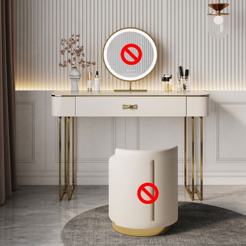 Glam Makeup Vanity Desk Table Slate Top Dressing Table with Drawer