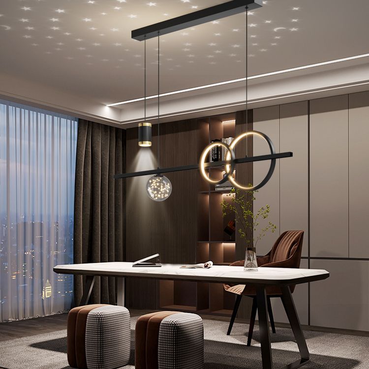 Luces de la isla de la esfera Pendientes contemporáneos de la isla de metal con sombra de vidrio