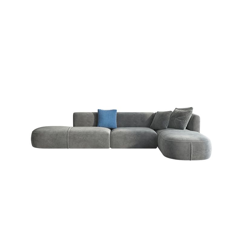 Velvet One Arm Sectional Sofa 27.56"High Tight Back Sofa for Living Room