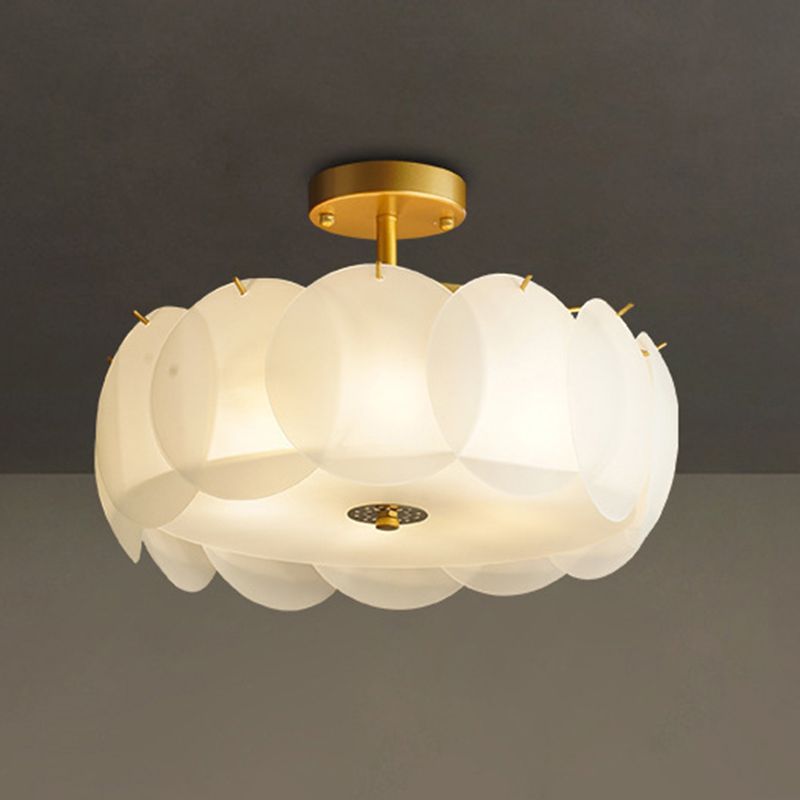 Bubble Float Semi Mount Lighting Modern Glass Semi Flush Ceiling Light in White