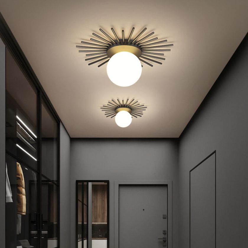 Gelakt Iron Ceiling Light in Modern Concise Style Globe Glas Flush Mount voor Corridor