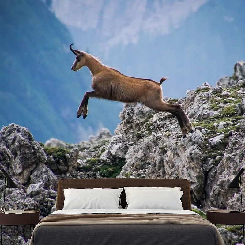 Customized Antelope Wall Mural Wallpaper Horizontal Photography for Sitting Room