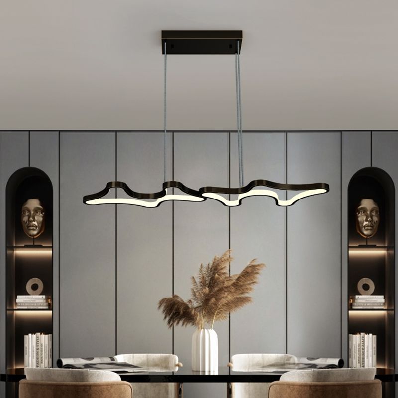 Linear Modern Island Chandelier Lights LED Metal Hanging Ceiling Lights for Dining Room