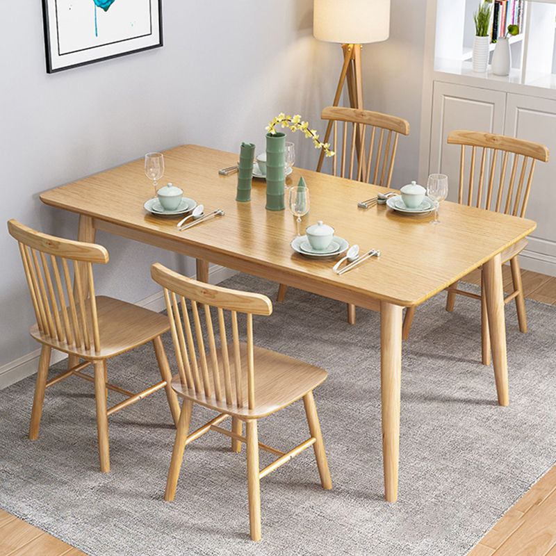 Contemporary Solid Wood Rectangle Dining Room Set with 4 Wood Legs for Kitchen Furniture