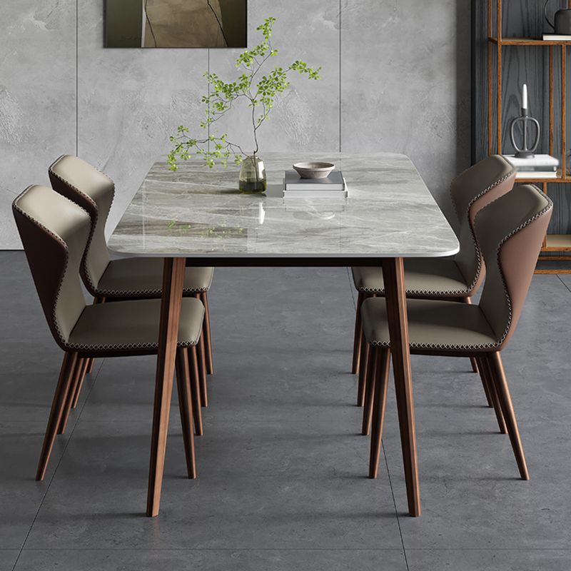 Mesa de comedor de piedra sinterizada Mesa rectangular de 4 patas de mediados de siglo para comedor