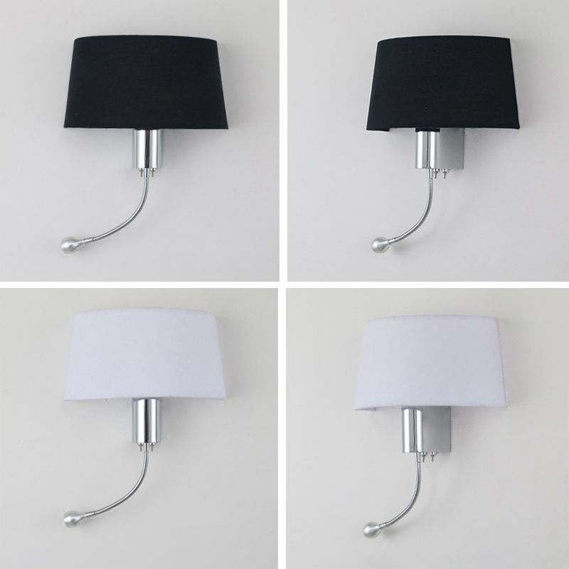 Modernism Metal Wall Light Polish Finish Fabric Shaded Lighting for Bedroom