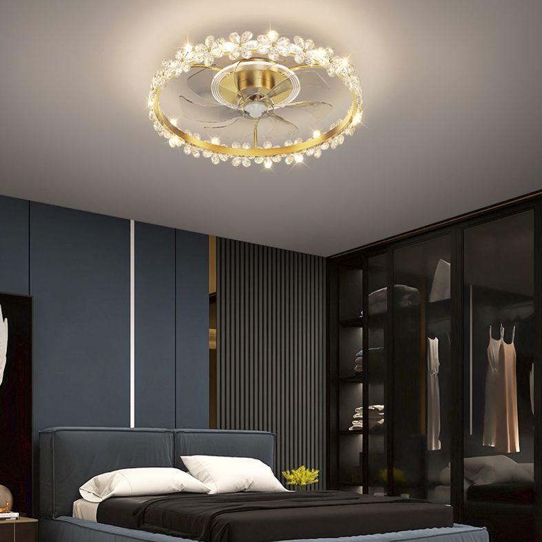 Lampada a ventola a soffitto circolare con finitura dorata LED MIMINALIST METALE SEMI FLUSH LUCE
