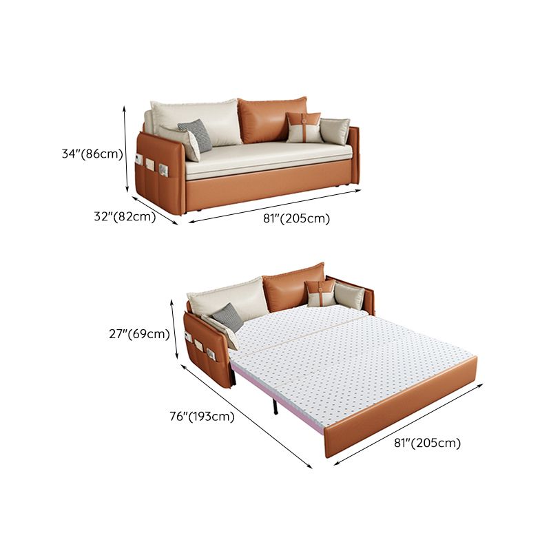 32" Wide Scandinavian Sleeper Sofa Futon Faux Leather Sleeper Sofa