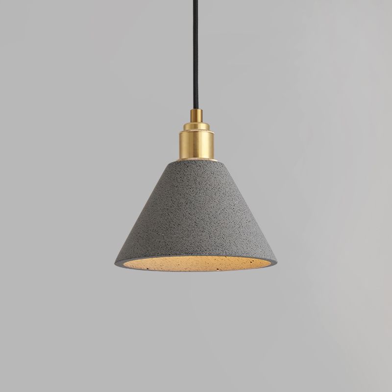 Concrete Conical Pendant Light Fixture Minimalist 1 Head Ceiling Suspension Lamp