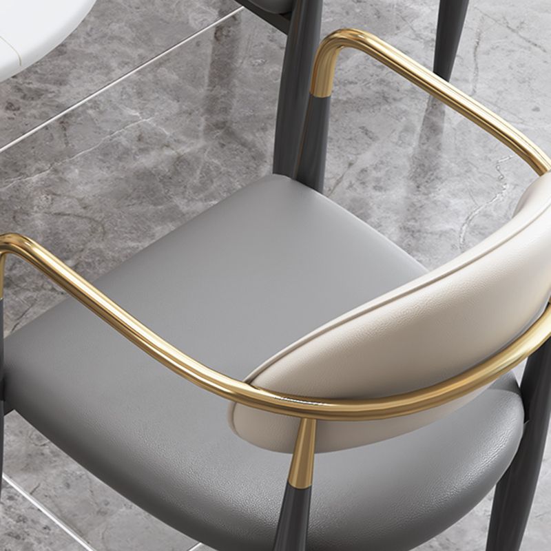 Modern Style Dining Chair Leather Open Back Arm Chair for Dining Room