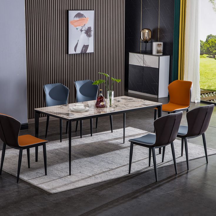 Sintered Stone Table for Restaurant Industrial Rectangle Dining Table with 4 Legs