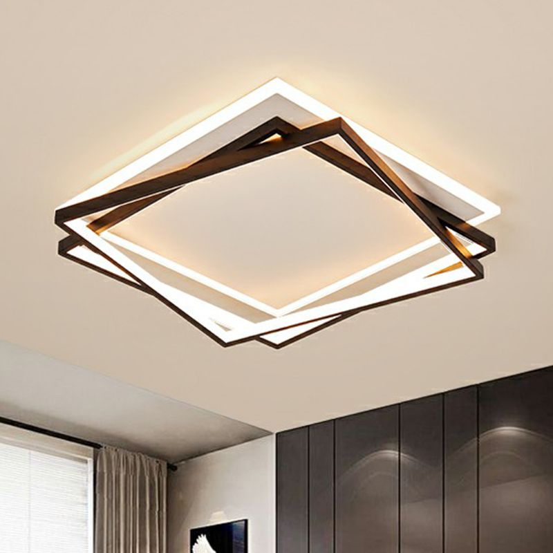 Carré empilé LED acrylique Flush Mount Light Minimalism Black Ceiling Fixture for Bedroom