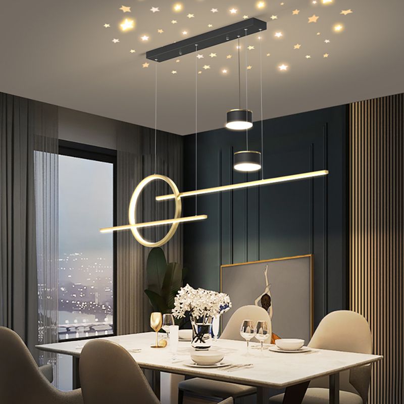 Contemporary Style Linear Island Lighting Metal 5 Light Island Pendant Lights