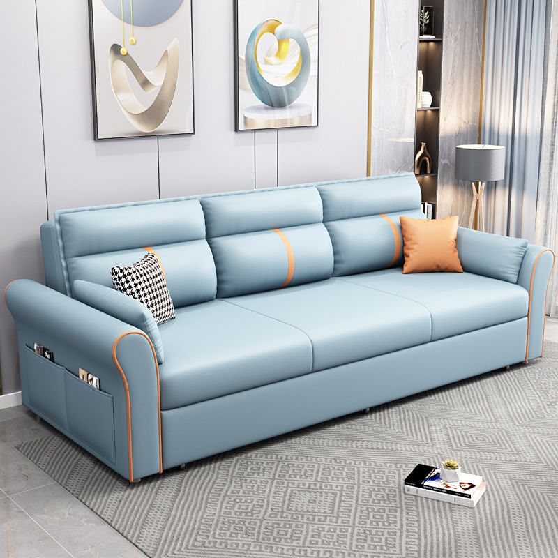 Contemporary Futon Sleeper Sofa Flared Arms Futon and Mattress
