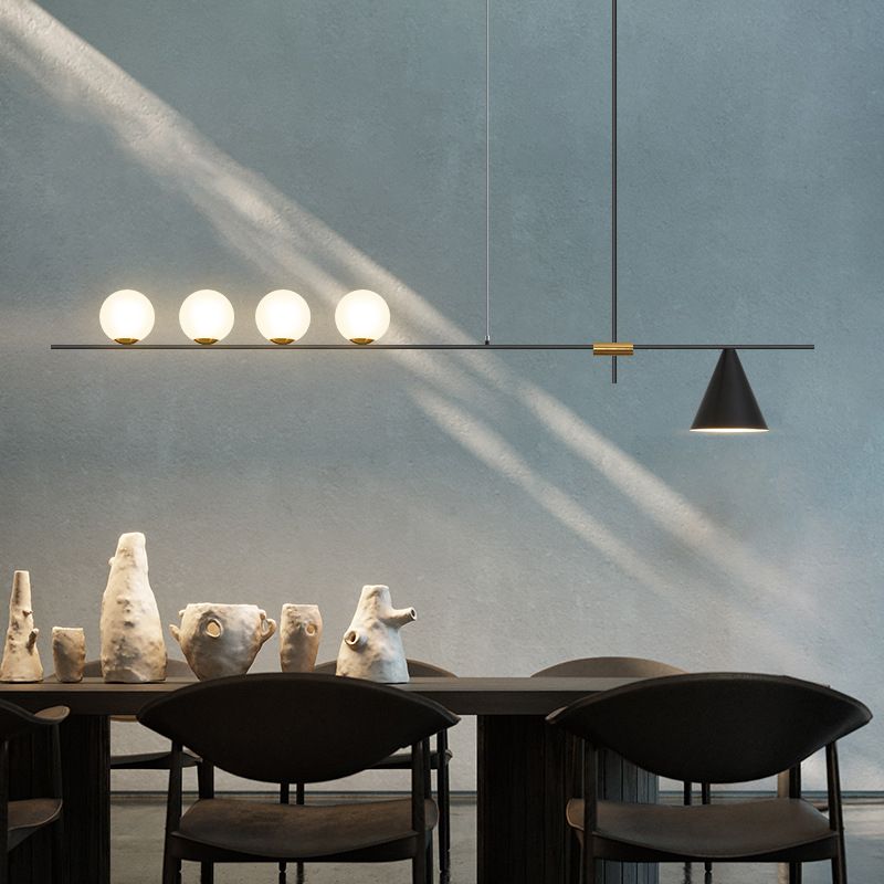 Contemporary Island Light White Glass Shade Hanging Light for Dining Room