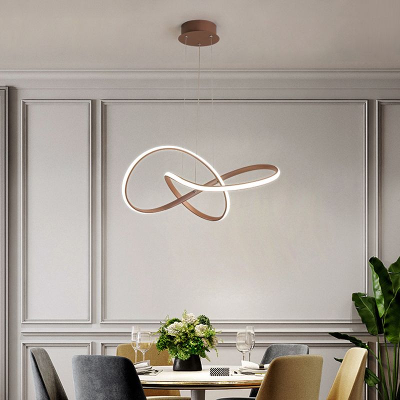 Curva senza soluzione di continuità il lampadario a sospensione a sospensione contemporanea ristorante metallico a led luce in oro