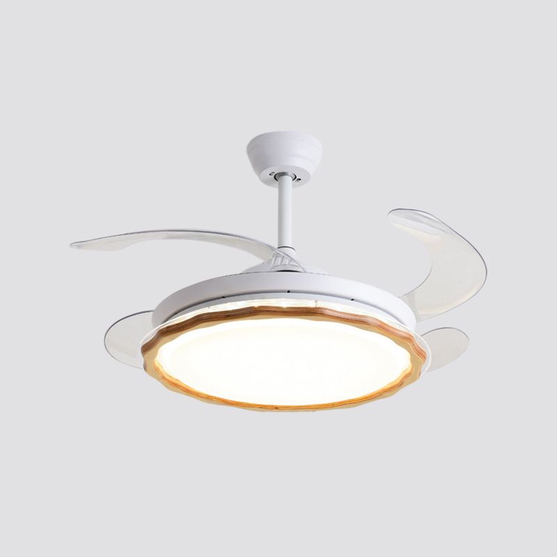 Weißer überbackener Anhänger Lüfterleuchte Einfachheit LED Acryl -Halbmontage mit 4 Klingen, 20 "breit