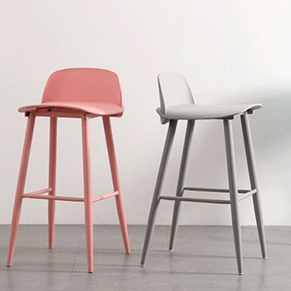 Modern Armless Backrest Counter Stool Iron Kitchen Bar Stool with Acrylic Seat and Pedal