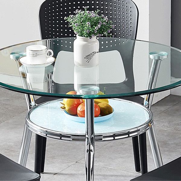 Runde transparente Esstischglas Tisch modern mit 3 Beinen Sockel
